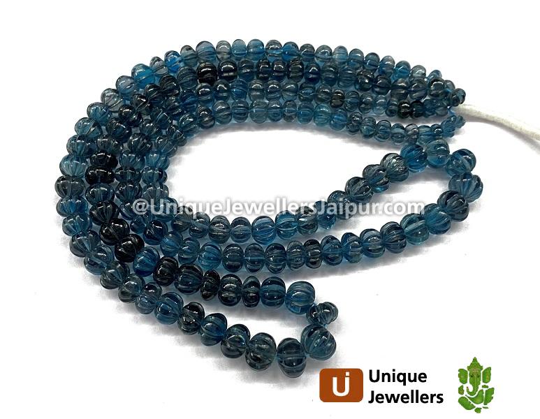 London Blue Topaz Carved Pumpkin Beads